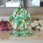 Realhomes Tropikal Orman Tasarımlı Dijital Baskılı Modern 2'li Yuvarlak Servis Altlığı - Supla Realhomes