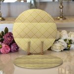 - Supla2li-3266-Gorsel1 - Realhomes Realhomes Geometrik Altın Kabartma Desenli Özel Tasarım Modern 2'li Yuvarlak Servis Altlığı - Supla Realhomes