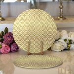 - Supla2li-3268-Gorsel1 - Realhomes Realhomes Altın Renkli Geometrik Desenli Özel Tasarım Modern 2'li Yuvarlak Servis Altlığı - Supla Realhomes