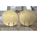 - Supla2li-3268-Gorsel2 - Realhomes Realhomes Altın Renkli Geometrik Desenli Özel Tasarım Modern 2'li Yuvarlak Servis Altlığı - Supla Realhomes