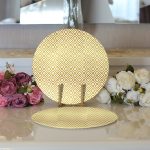 - Supla2li-3268-Gorsel3 - Realhomes Realhomes Altın Renkli Geometrik Desenli Özel Tasarım Modern 2'li Yuvarlak Servis Altlığı - Supla Realhomes