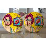 Realhomes Pop Art Wow Desenli Özel Tasarım Modern 2'li Yuvarlak Servis Altlığı - Supla Realhomes