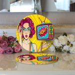 Realhomes Pop Art Wow Desenli Özel Tasarım Modern 2'li Yuvarlak Servis Altlığı - Supla Realhomes