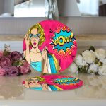 - Supla2li-3278-Gorsel3 - Realhomes Realhomes Pempe Pop Art Wow Tasarımlı Modern 2'li Yuvarlak Servis Altlığı - Supla Realhomes