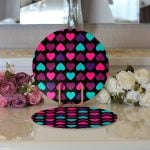 - Supla2li-3279-Gorsel3 - Realhomes  Realhomes Siyah Zeminde Kalpler Özel Tasarımlı Modern 2'li Yuvarlak Servis Altlığı - Supla Realhomes