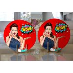 - Supla2li-3281-Gorsel2 - Realhomes  Realhomes Kırmızı Zeminli Popart Wow Desenli Modern 2'li Yuvarlak Servis Altlığı - Supla Realhomes