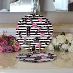 - Supla2li-3286-Gorsel3 - Realhomes Realhomes Siyah Çizgili Popart Makeup Desenli Modern 2'li Yuvarlak Servis Altlığı - Supla Realhomes