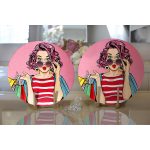 - Supla2li-3289-Gorsel2 - Realhomes Realhomes Pembe Zeminli Popart Desenli Modern 2'li Yuvarlak Servis Altlığı - Supla Realhomes