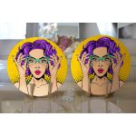 Realhomes Sarı Puanlı Popart Desenli Modern 2'li Yuvarlak Servis Altlığı - Supla Realhomes