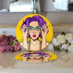 Realhomes Sarı Puanlı Popart Desenli Modern 2'li Yuvarlak Servis Altlığı - Supla Realhomes