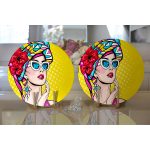 - Supla2li-3292-Gorsel2 - Realhomes Realhomes Sarı Zeminli Summer Popart Tasarımlı Modern 2'li Yuvarlak Servis Altlığı - Supla Realhomes