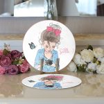 Realhomes Özel Tasarım Smile Take Up Desenli Modern 2'li Yuvarlak Servis Altlığı - Supla Realhomes