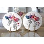 - Supla2li-3296-Gorsel2 - Realhomes Realhomes Renkli Şapka Tasarımlı Dijital Baskılı Modern 2'li Yuvarlak Servis Altlığı - Supla Realhomes