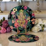 Realhomes Lacivert Zeminli Amazon Ormanları Temalı Modern 2'li Yuvarlak Servis Altlığı - Supla Realhomes