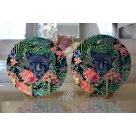 - Supla2li-3309-Gorsel2 - Realhomes Realhomes Lacivert Zeminli Leopar Özel Tasarım Modern 2'li Yuvarlak Servis Altlığı - Supla Realhomes