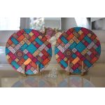 Realhomes Geometrik Etnik Desenli Özel Tasarım Modern 2'li Yuvarlak Servis Altlığı - Supla Realhomes