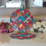 Realhomes Geometrik Etnik Desenli Özel Tasarım Modern 2'li Yuvarlak Servis Altlığı - Supla Realhomes