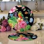 - Supla2li-3312-Gorsel1 - Realhomes Realhomes Watercolor Çiçek ve Kuş Motifli Özel Tasarım Modern 2'li Yuvarlak Servis Altlığı - Supla Realhomes