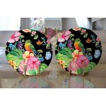 - Supla2li-3312-Gorsel2 - Realhomes Realhomes Watercolor Çiçek ve Kuş Motifli Özel Tasarım Modern 2'li Yuvarlak Servis Altlığı - Supla Realhomes