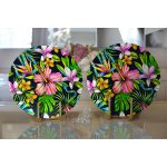 Realhomes Lacivert Zeminli Tropikal Desenli Dijital Baskılı Modern 2'li Yuvarlak Servis Altlığı - Supla Realhomes