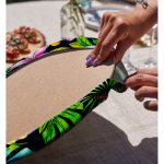 Realhomes Lacivert Zeminli Tropikal Desenli Dijital Baskılı Modern 2'li Yuvarlak Servis Altlığı - Supla Realhomes