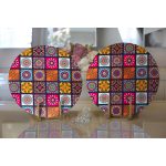 Realhomes Kareli Etnik Desenli Özel Tasarım Modern 2'li Yuvarlak Servis Altlığı - Supla Realhomes