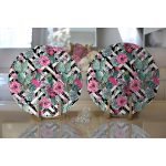 - Supla2li-3319-Gorsel2 - Realhomes  Realhomes Geometrik Zeminde Çiçek ve Kaktüsler Özel Tasarım Modern 2'li Yuvarlak Servis Altlığı - Supla Realhomes