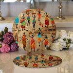 - Supla2li-3321-Gorsel1 - Realhomes Realhomes Afrika Etnik Desenli Dijital Baskılı Modern 2'li Yuvarlak Servis Altlığı - Supla Realhomes