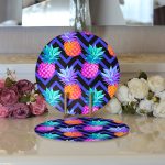 - Supla2li-3324-Gorsel3 - Realhomes  Realhomes Mavi Zigzag Zeminli Ananas Desenli Modern 2'li Yuvarlak Servis Altlığı - Supla Realhomes