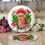 - Supla2li-3328-Gorsel1 - Realhomes  Realhomes Özel Tasarım Frida Kahlo Tasarımlı Modern 2'li Yuvarlak Servis Altlığı - Supla Realhomes