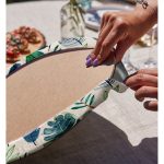 Realhomes Pudra Zeminde Suluboya Yapraklar Tasarımlı Modern 2'li Yuvarlak Servis Altlığı - Supla Realhomes