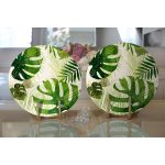 Realhomes Ekru Zeminde Amazon Yaprakları Özel Tasarım Modern 2'li Yuvarlak Servis Altlığı - Supla Realhomes