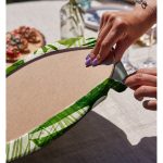 Realhomes Ekru Zeminde Amazon Yaprakları Özel Tasarım Modern 2'li Yuvarlak Servis Altlığı - Supla Realhomes