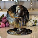 Realhomes African Woman Etnik Desenli Dijital Baskılı Modern 2'li Yuvarlak Servis Altlığı - Supla Realhomes