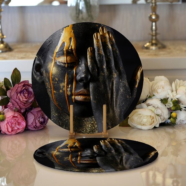 - Supla2li-3339-Gorsel1 - Realhomes  Realhomes Renkli Geometrik Desenli Mermer Motifli Dijital Baskılı Modern 2'li Yuvarlak Servis Altlığı - Supla Realhomes