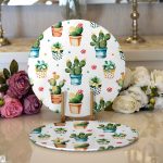 - Supla2li-3342-Gorsel1 - Realhomes  Realhomes Saksıda Sevimli Kaktüsler Tasarımlı Modern 2'li Yuvarlak Servis Altlığı - Supla Realhomes