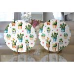 - Supla2li-3342-Gorsel2 - Realhomes  Realhomes Saksıda Sevimli Kaktüsler Tasarımlı Modern 2'li Yuvarlak Servis Altlığı - Supla Realhomes