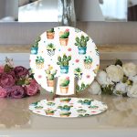 - Supla2li-3342-Gorsel3 - Realhomes  Realhomes Saksıda Sevimli Kaktüsler Tasarımlı Modern 2'li Yuvarlak Servis Altlığı - Supla Realhomes