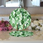 - Supla2li-3343-Gorsel3 - Realhomes Realhomes Suluboya Kaktüs Tasarımlı Dijital Baskılı Modern 2'li Yuvarlak Servis Altlığı - Supla Realhomes