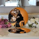 - Supla2li-3344-Gorsel3 - Realhomes  Realhomes Zerafet Turuncu Zeminli Özel Tasarım Modern 2'li Yuvarlak Servis Altlığı - Supla Realhomes