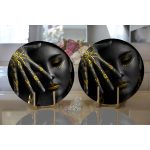 Realhomes Siyahi Kadın Tasarımlı 3D Dijital Baskılı Modern 2'li Yuvarlak Servis Altlığı - Supla Realhomes