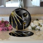 Realhomes Siyahi Kadın Tasarımlı 3D Dijital Baskılı Modern 2'li Yuvarlak Servis Altlığı - Supla Realhomes