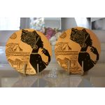 - Supla2li-3347-Gorsel2 - Realhomes  Realhomes African Etnik Tasarım Dijital Baskılı Modern 2'li Yuvarlak Servis Altlığı - Supla Realhomes