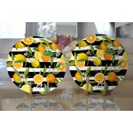 - Supla2li-3355-Gorsel2 - Realhomes Realhomes Çizgili Siyah Zeminli Limon Desenli Modern 2'li Yuvarlak Servis Altlığı - Supla Realhomes