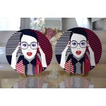 - Supla2li-3360-Gorsel2 - Realhomes Realhomes Pop Art Mujer Elegante Tasarımlı Dijital Baskılı Modern 2'li Yuvarlak Servis Altlığı - Supla Realhomes