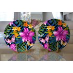 - Supla2li-3365-Gorsel2 - Realhomes Realhomes Mavi Zeminli Geometrik Çiçekler Modern Tasarımlı 2'li Yuvarlak Servis Altlığı - Supla Realhomes