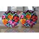 - Supla2li-3367-Gorsel2 - Realhomes Realhomes Zigzag ve Çiçekler Özel Tasarım Modern 2'li Yuvarlak Servis Altlığı - Supla Realhomes