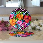 - Supla2li-3367-Gorsel3 - Realhomes Realhomes Zigzag ve Çiçekler Özel Tasarım Modern 2'li Yuvarlak Servis Altlığı - Supla Realhomes