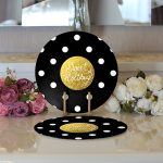 - Supla2li-3370-Gorsel3 - Realhomes Realhomes Siyah Zeminde Sweet Holiday Tasarımlı Dijital Baskılı Modern 2'li Yuvarlak Servis Altlığı - Supla Realhomes