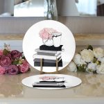 - Supla2li-3371-Gorsel3 - Realhomes Realhomes Gül Kitap ve Kahve Tasarımlı Dijital Baskılı Modern 2'li Yuvarlak Servis Altlığı - Supla Realhomes